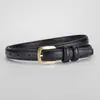 Cinturón de Cuero para Mujer de Primavera, Hebilla Cuadrada de Pin, Estilo Delgado Estrecho, Cinturón Decorativo Simple para Mujer, Cinturón para Falda, Estilo Ins, En Stock