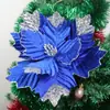 Flor de Navidad de 30 cm con Purpurina, Flor de Seda, Decoraciones Navideñas, Accesorios para Fotografía, Decoración del Hogar, Flores Artificiales, Soporta Personalización