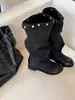 Cuero Genuino Diseño de Nicho Hebilla de Metal Botas Largas Apiladas Mujer 2026 Nuevo Tacón Grueso Punta Redonda Adelgazantes Caña Ancha Botas de Montar
