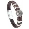 Artículo Popular Transfronterizo: Pulsera de Nudo Celta Vikingo, Cuero Trenzado con Cierre Magnético, Accesorio de Pulsera Vintage para Hombre