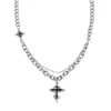 Cadena de Acero de Titanio Collar con Cruz Negra para Hombres y Mujeres Diseño de Nicho Hip-Hop de Alta Gama Personalidad Cadena Versátil para la Clavícula