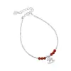 Pulseira de Prata de Lei 925 Ágata Vermelha Fragmentos de Prata Riqueza Instantânea para Mulheres, Design Simples Estilo Chinês Novo, Acessório de Mão Versátil B6736