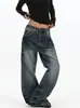Jeans Rasgados Lavados Americanos con Remaches de Micro Campana para Hombres y Mujeres Sentido del Diseño Estilo Callejero Sueltos Versátiles de Moda
