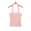 Top de tubo de punto con cuello halter para mujer, Chica caliente pura y lustrosa, Top ajustado con espalda bonita, Tirante sin mangas para usar solo o con otras prendas