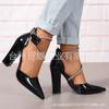 Nuevo Europeo y Americano en stock Punta Moda Comercio Exterior talla grande Zapatos de Tacón Alto para Mujer Hebilla Moda Femenina Zapatos Individuales