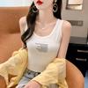 Camisola de Algodón Puro para Mujer Ajustada Estilo Coreano Moderna y Hermosa Espalda Camiseta Básica con Top de Verano 2025 Nuevo Estilo