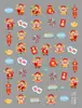 Arte de Unhas Vermelhas de Ano Novo, Adesivos de Unha de Carpa da Sorte Estilo Chinês, Padrões de Desenho Animado Embossados com Brilho de Concha, Fogos de Artifício Festivos