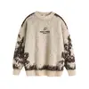 Yidao Vintage 2025 Otoño/Invierno Nuevo Retro Americano Diseño de Bloques de Color Bordado de Letras Suéter Casual Holgado Unisex