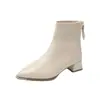 Botines cortos de tacón medio gruesos estilo francés para mujer, nueva colección otoño e invierno 2026, adecuados para combinar con faldas, botines ajustados al tobillo, botas tipo Dr. Martens