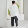 Pijama de algodón puro de manga larga para niños talla grande, para primavera y otoño, cuello redondo, conjunto de ropa de casa estilo caricatura para jóvenes, holgado y moderno