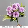 Rosa Amante de 6 Pétalas Flor Artificial de Alta Qualidade Buquê Artificial de Rosas Acessórios para Arranjo de Flores DIY Layout de Cena de Flores para Casamento