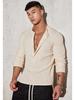 Código europeo 2025 comercio exterior transfronterizo para hombre primavera y otoño deportes fitness ocio cuello alto elástico color sólido manga larga cuello en V POLO