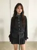 Producto nuevo de principios de otoño ins2026 coreano, diseño estilo coreano, cárdigan de punto con cuello alto abotonado y cinturón de corbata