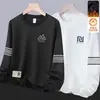 Sudadera con forro polar para hombre, estilo otoño e invierno, cuello redondo, manga larga, top casual versátil holgado, chaqueta sin capucha