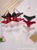 Conjunto de lencería para mujer de talla grande, transpirable, con estampado de lunares en malla, bragas de tiro bajo con volantes y sujetador sexy con cierre frontal