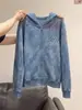 Sudadera con capucha bordada de estrellas estilo Otoño/Invierno desgastada para hombre y mujer, cárdigan con cremallera American Retro Boxy de alta gama, prenda de abrigo