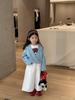 Primavera 2026 Nova Roupa Infantil Estilo Coreano Roupa Infantil Meninas Desenho Animado Falso Duas Peças Camisa Jeans Roupa Liu Tianxian