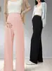 Pantalones de Maternidad Verano Delgados Alta Elasticidad Seda de Hielo Pierna Ancha Casual Largos para Primavera y Otoño Ropa Exterior Leggings de Embarazo