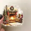50 Pegatinas de Escena Navideña en Acuarela, Material Transparente Impermeable para Manualidades, Pegatinas Decorativas para Teléfono Móvil, Maleta, Computadora