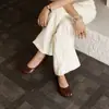 Zapatos planos de mujer de alta gama, estilo nuevo, diseño de punta de mango irregular, bailarinas de piel genuina