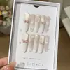 Uñas Portátiles Hechas a Mano, Uñas Portátiles Largas Estilo Ojo de Gato Puras Hechas a Mano de Boutique Elegante, Uñas Elegantes Estilo Francés
