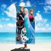 Toalha de praia de desenho animado transfronteiriça da série Frozen, fibra de poliéster, impressão 3D, toalha de praia de poliéster, atacado