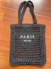 Bolso Bandolera Cuadrado de Moda Ps Bolso Tejido con Calados de Malla Bolso de Playa de Verano con Gran Capacidad Bolso de Vacaciones para Mujer