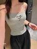 2220 # Camisola de verano nueva, estilo dulce, con bordado de letras, patchwork, corte ajustado con copas incorporadas