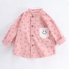 Camisas de Manga Larga para Niños, Tops Estilo Primavera para Bebés con Cuello Alto, Camisas con Muñeco de Carita Sonriente para Niñas Pequeñas, Camisas Blancas para Niños