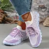 Zapatos Deportivos Casuales de Punto Volador con Cordones, Punta Redonda, Talla Grande, Bloques de Color, Nuevos para Primavera y Otoño 2025, En Stock, Venta al por Mayor, Transfronterizos, Talla Grande