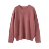 Suéter de Cachemira para Mujer, Color Sólido, Nuevo Estilo Otoño e Invierno, Cuello Redondo, Diseño Hueco, Suéter Base de Punto de Manga Larga, Suéter de Cachemira