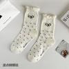 Calcetines para Mujer Algodón Puro Verano 25 Nuevo Estilo Coreano Lazo Media Pantorrilla Calcetines para Mujer al por Mayor Transpirables Absorbentes del Sudor No Producen Mal Olor en los Pies