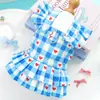 Vestido de perro estilo princesa con rayas, compatible con correa, con pequeñas mangas volantes, vestido para mascotas para gatos y perros de peluche
