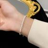 Pulsera de perlas estrelladas de plata rota para mujer, nueva y elegante pulsera combinable con piedras biliares negras, joyería con retención de color por electroforesis engrosada.