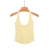 Ins transfronterizo estilo europeo y americano 2026 nueva moda elegante ropa de mujer al por mayor para el día a día dobladillo redondo cuello halter color liso top sin mangas