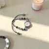 Novo Estilo Ins Nicho Acessível Luxo Pulseira com Contas Relógio para Meninas com Alta Aparência, Simples e Versátil Relógio de Quartzo para Festa de Estudante