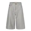 Shorts de Terno Cinza Estilo Old Money Retrô Unissex Casual Listrado Cropped Perna Larga Corte Curvo [Direto do Fabricante]