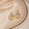 Pendientes antiguos franceses de alta calidad con temperamento vintage para mujer, con pintura al óleo, tulipán, perla, gancho para la oreja, pendientes con clip