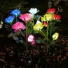 Lâmpada de Encaixe para Gramado Flor Artificial Solar Lâmpada Decorativa Externa para Jardim e Villa Lâmpada de Rosa de Três Cabeças Lâmpada de Jardim à Prova d'Água