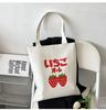 Bolsa de Lienzo Blanca Creativa Japonesa Transfronteriza para Mujer, Bolso de Hombro Portátil Fresco y Lindo, Bolsa de Tutoría Literaria con Ilustración para Estudiantes