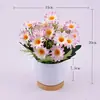 Juego de flores artificiales nórdicas, jarrón de plástico, decoración de maceta de flores falsas, planta de crisantemo coreano bonsái en maceta, decoración de mesa para el hogar