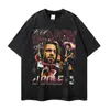 Marca de Moda Urbana Vintage Estilo Europeo y Americano Camiseta Floral Baloncesto Estilo Retro Unisex Manga Corta Manga Media Camiseta