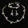 Moda Europea y Americana Transfronteriza Nuevos Accesorios, Diseño de Nicho Collar y Pendientes Completamente Incrustados de Diamantes, Dulce Set de Collar Floral
