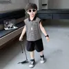 Conjunto de Chaleco de Verano para Niños 2026 Nuevo Estilo Conjunto de Dos Piezas Polo sin Mangas para Niños Ropa de Verano Elegante para Bebés Niños