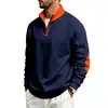 Sudadera de forro polar con bloques de color, media cremallera, cuello alto, corte holgado, moda deportiva casual para hombre, otoño e invierno, europea y americana, Amazon