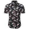 Moda europeia e americana casual floral camisa de manga curta juventude fina praia flor top slim-fit esportes ao ar livre cardigan na moda