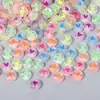 Cuentas de Corazón de Color Mixto Acrílicas Accesorios para Joyería DIY Cuentas Sueltas de Agujero Recto Pulsera de Corazón Colorida Hecha a Mano Cuentas Cuadradas