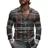 Camisas de Negocios para Hombre Transfronterizas con Patrones de Cuadros Rayados, Camisas de Manga Larga para Hombre, Tops de Primavera de Cuello con Botones