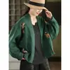 Chaqueta vintage con bordado pesado para mujer, nuevo estilo primavera y otoño 2025, camisa casual holgada, top versátil adelgazante para mujer