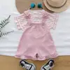 Roupas para Bebês Meninas 0-3A Top de Listras Manga Curta para Bebê Menina + Macacão em Estoque
